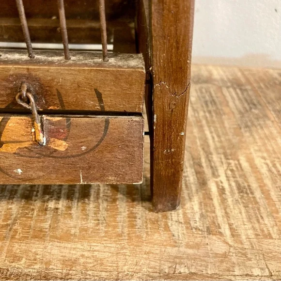 Leaning Birdcage Wooden and Wire Vintage Birdcage Poor Shape - Picture 9 of 16